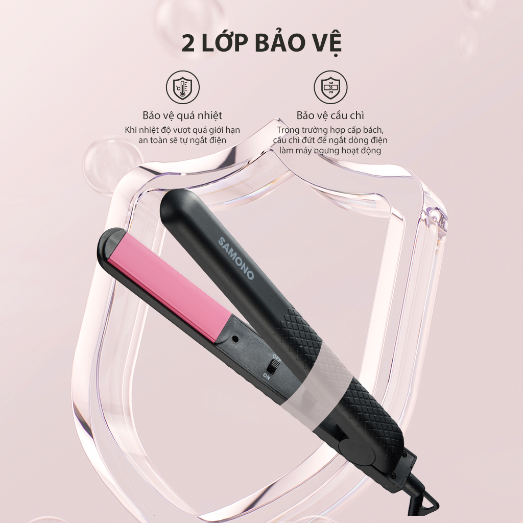 Máy Duỗi và Uốn Tóc SAMONO Chất liệu Gốm chịu nhiệt Làm nóng trong 20 giây SW-HS01 HÀNG CHÍNH HÃNG