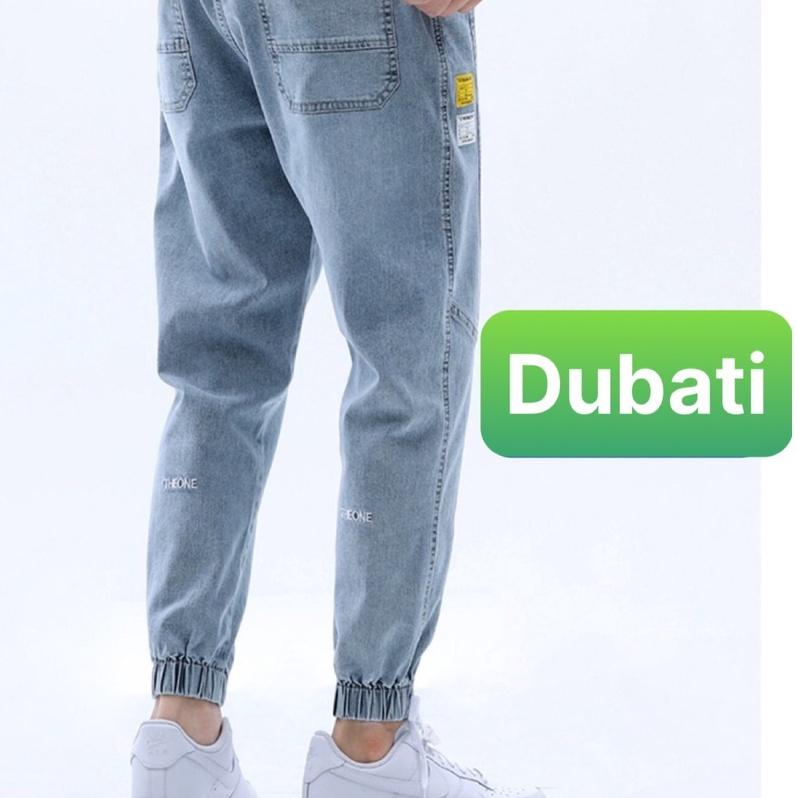 Quần Jeans Nam Xanh Trơn Túm Gấu Ống Suông Co Giãn Tốt, Quần Baggy Nam Unisex- DB 57- DUBATI FASHION