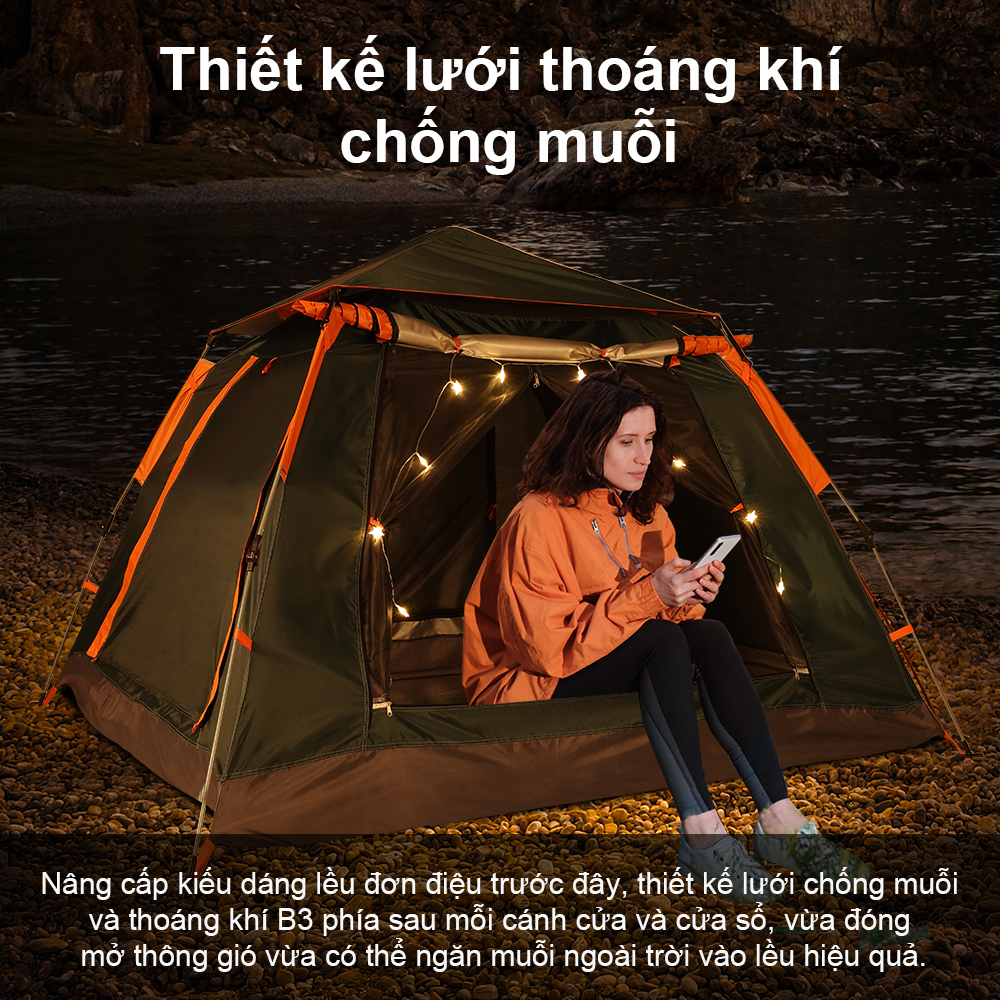 OneTwoFit Lều cắm trại tự bung , lều du lịch dã ngoại dành cho 4-6 người, chống thấm nước OT039801