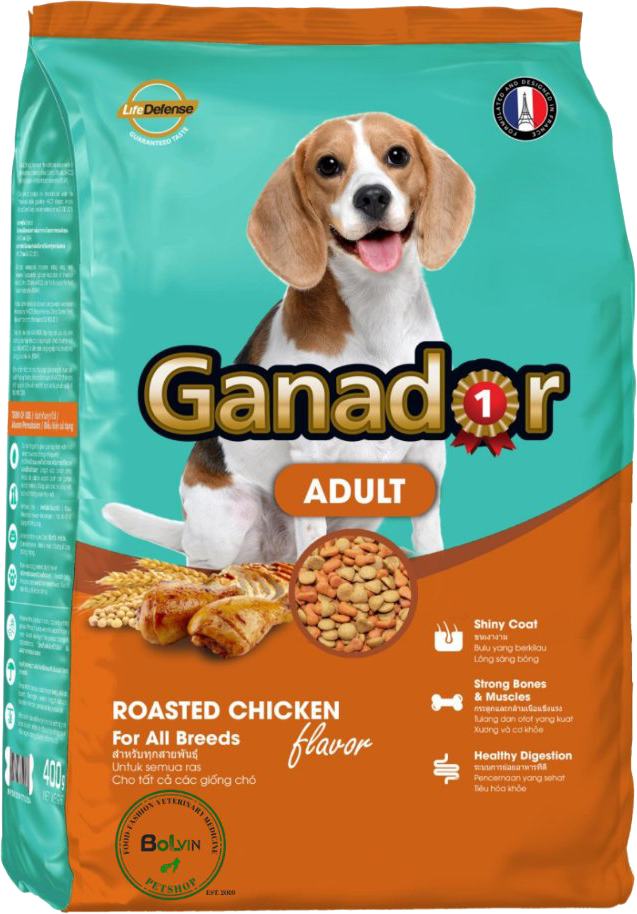 Combo 5 gói thức ăn cho chó trưởng thành Ganador vị gà nướng Adult Roasted Chicken Flavor 400gr