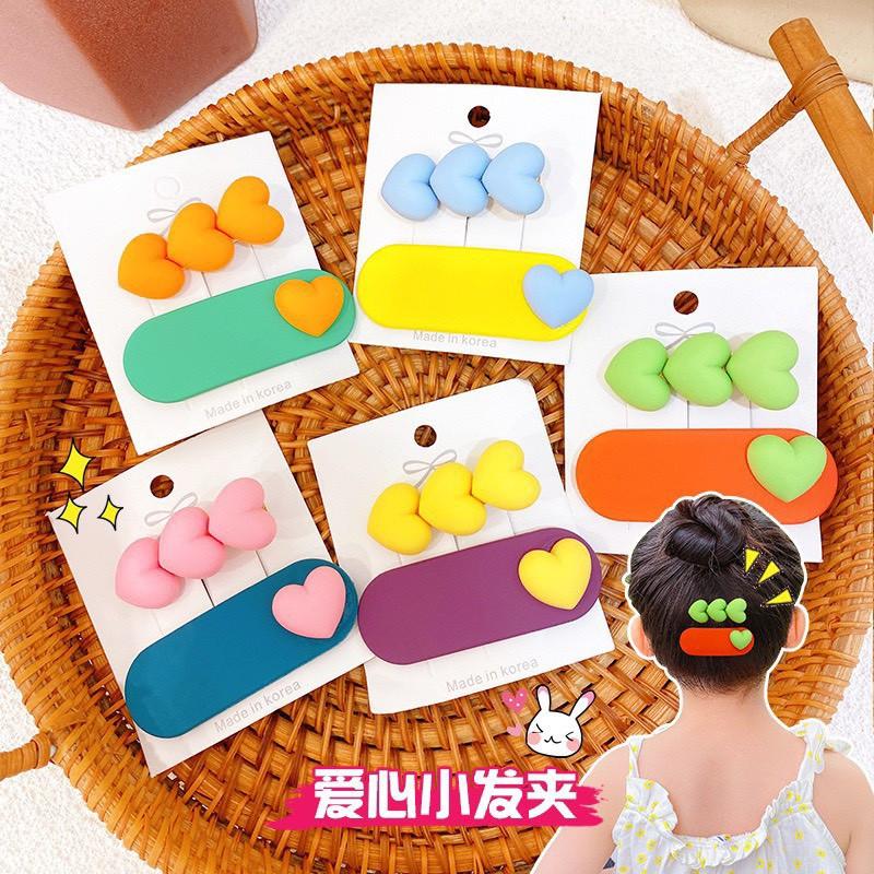 Set tóc cặp 2 món 4 trái tim xinh đẹp, kẹp tóc mái Hàn Quốc trái tim siêu to khổng lồ đáng yêu cho bé gái