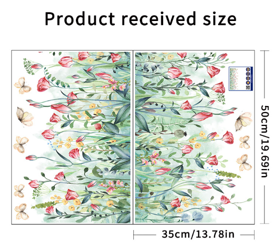 Decal trang trí tường - Chân tường hoa lá hồng