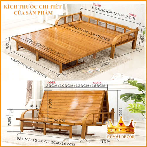 Giường Tre Thông Minh Đa Năng Cho Bà Đẻ, Giường Xếp Thành Ghế Sofa Tiện Lợi Chất Liệu Tự Nhiên, Bề Mặt Nhẵn Mịn, Không Lo Cái Nóng Của Mùa Hè - RoyalDecorHN