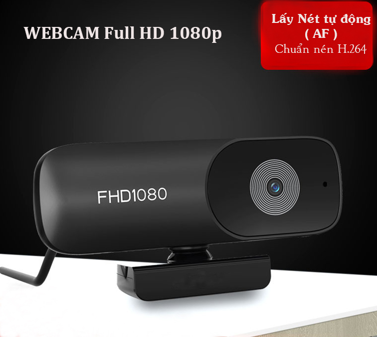 Webcam máy tính laptop PC FullHD 1080p- có mic- lấy nét tự động- dùng cho học online, hội họp,videocall, livestream