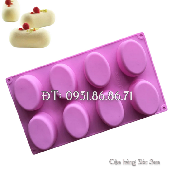 Khuôn silicon 8 hình Oval - Mã số 1052