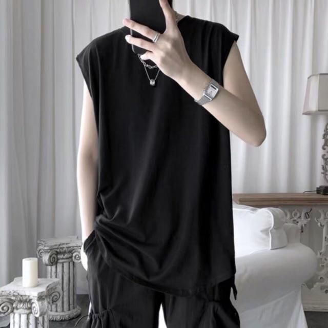 Áo thun sát nách form rộng G-ALPHA Trơn, áo thun tanktop unisex ulzzang G-A010