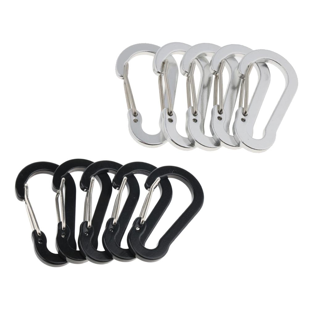 5pcs Key Chain Buckle Spring Snap Hook Outdoor Clip Water Bottle Hook Black