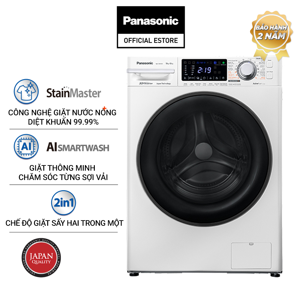 [Lắp đặt trong vòng 24h] Máy Giặt Cửa Trước Panasonic NA-S96FG1WVT- Diệt Vi Khuẩn 99.9% - Hàng chính hãng