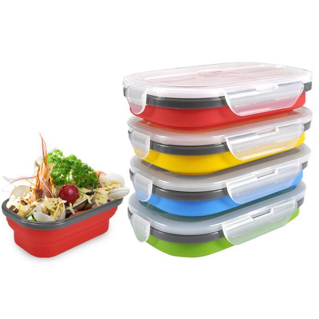 Silicone Plastic Lunch Box Picnic Bento Container Food Storage Box