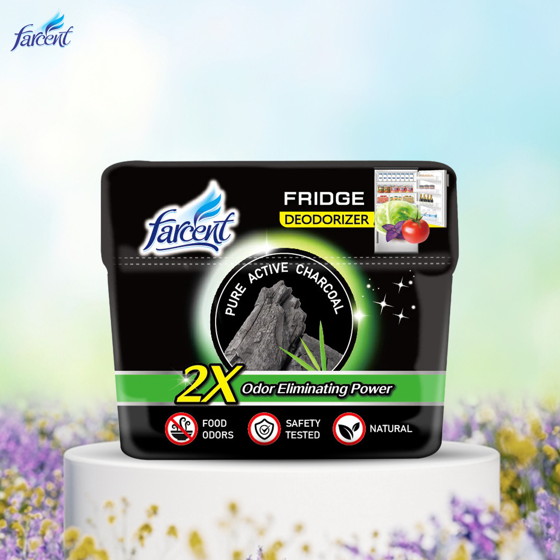 Hộp khử mùi tủ lạnh, kháng khuẩn than hoạt tính chính hãng Farcent 150g - Khử tốt mùi trong tủ lạnh