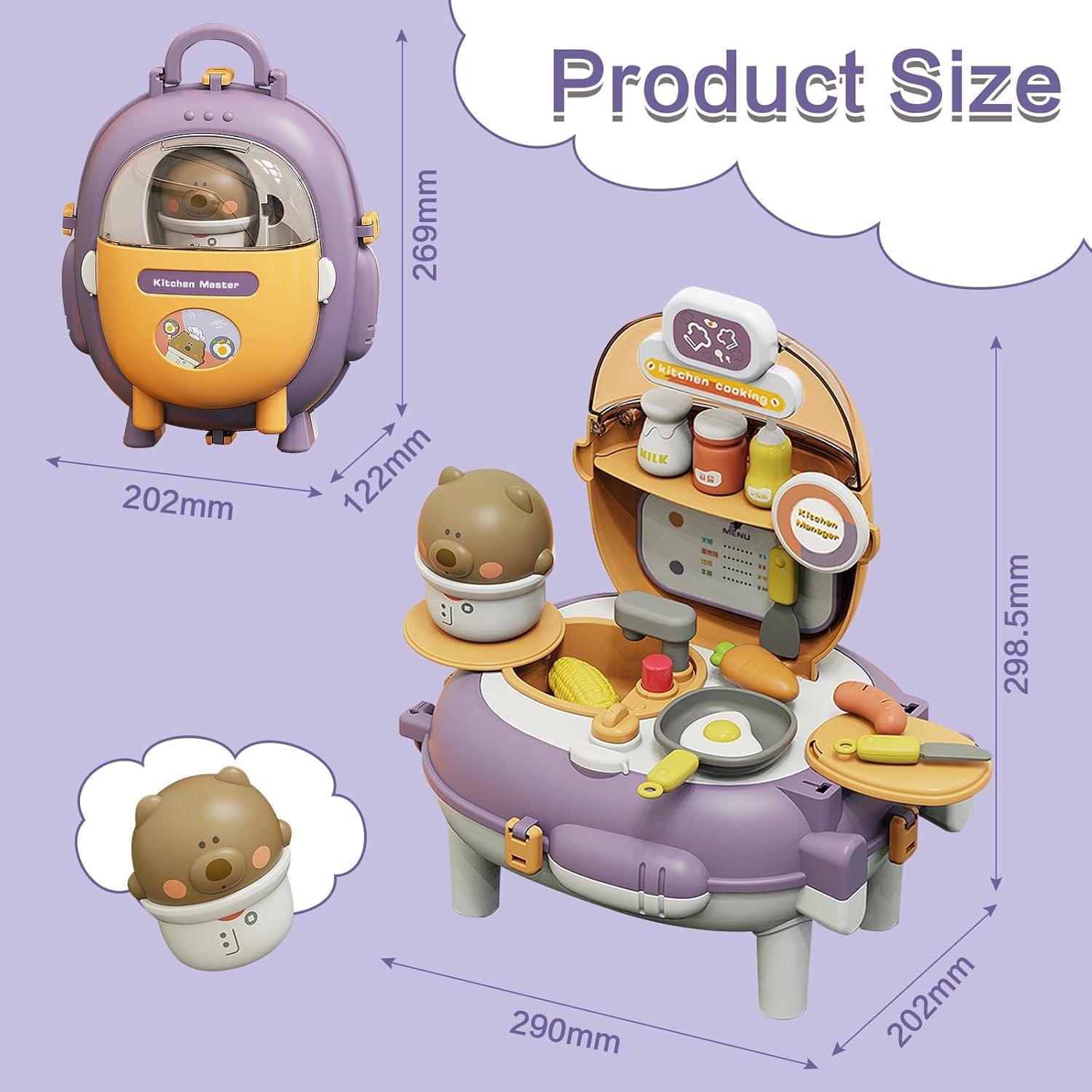Đồ Chơi Ba Lô Nhà Bếp Gấu Xinh Xắn - Bear Magic Backpack Kitchen - Toys&amp;Joys HY-21 (26 Chi Tiết)