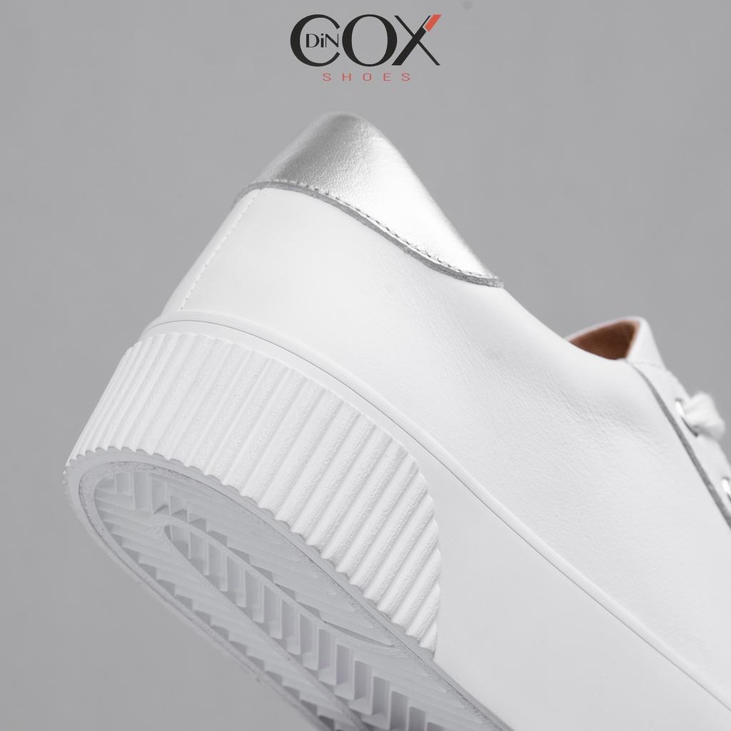 Giày Sneaker Nữ Da Bò Thật Sang Trọng DINCOX D31 White Silver Chính Hãng