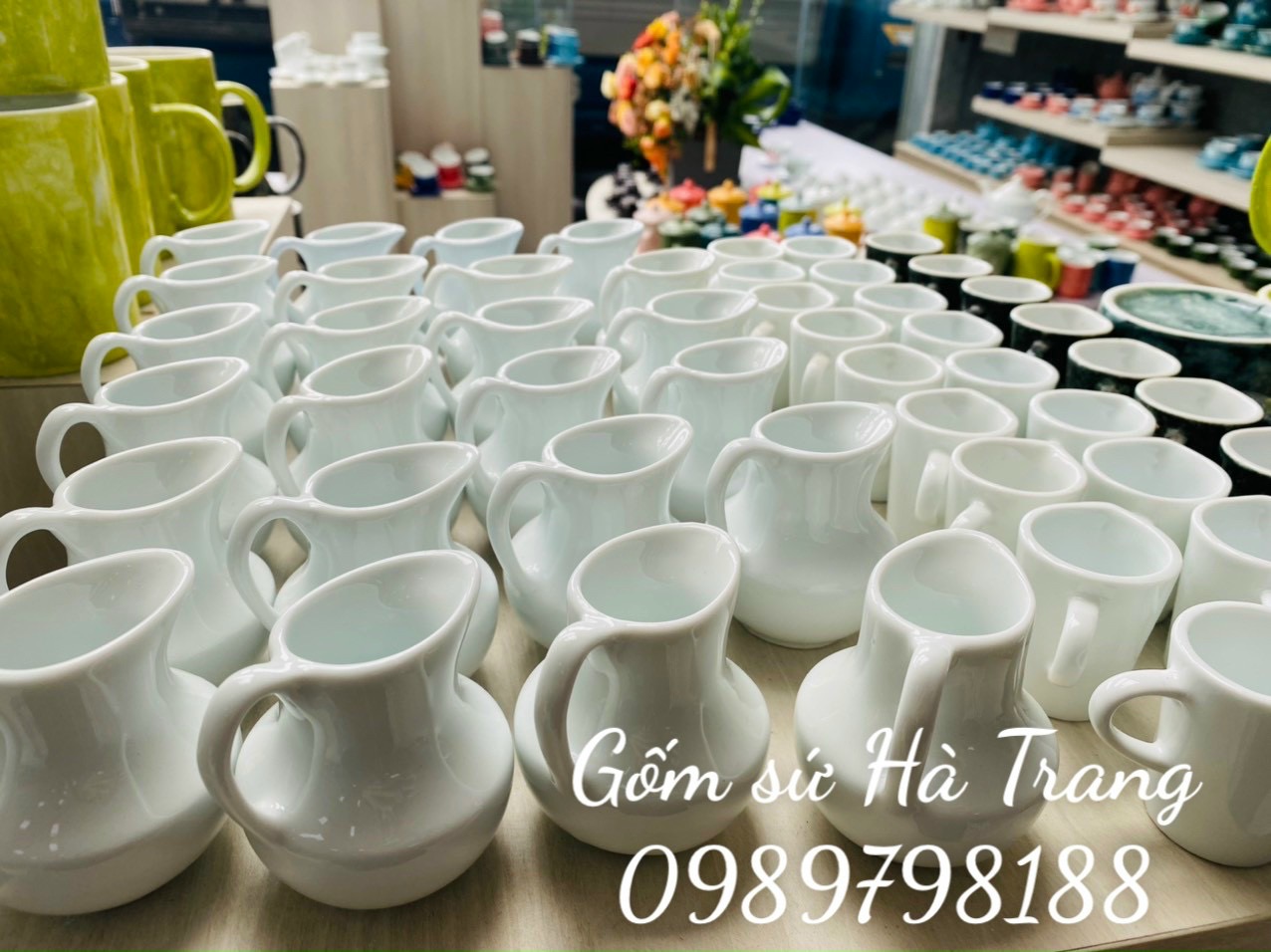 Bình rót sữa nhỏ dung tích 70ml gốm sứ Bát Tràng cao cấp