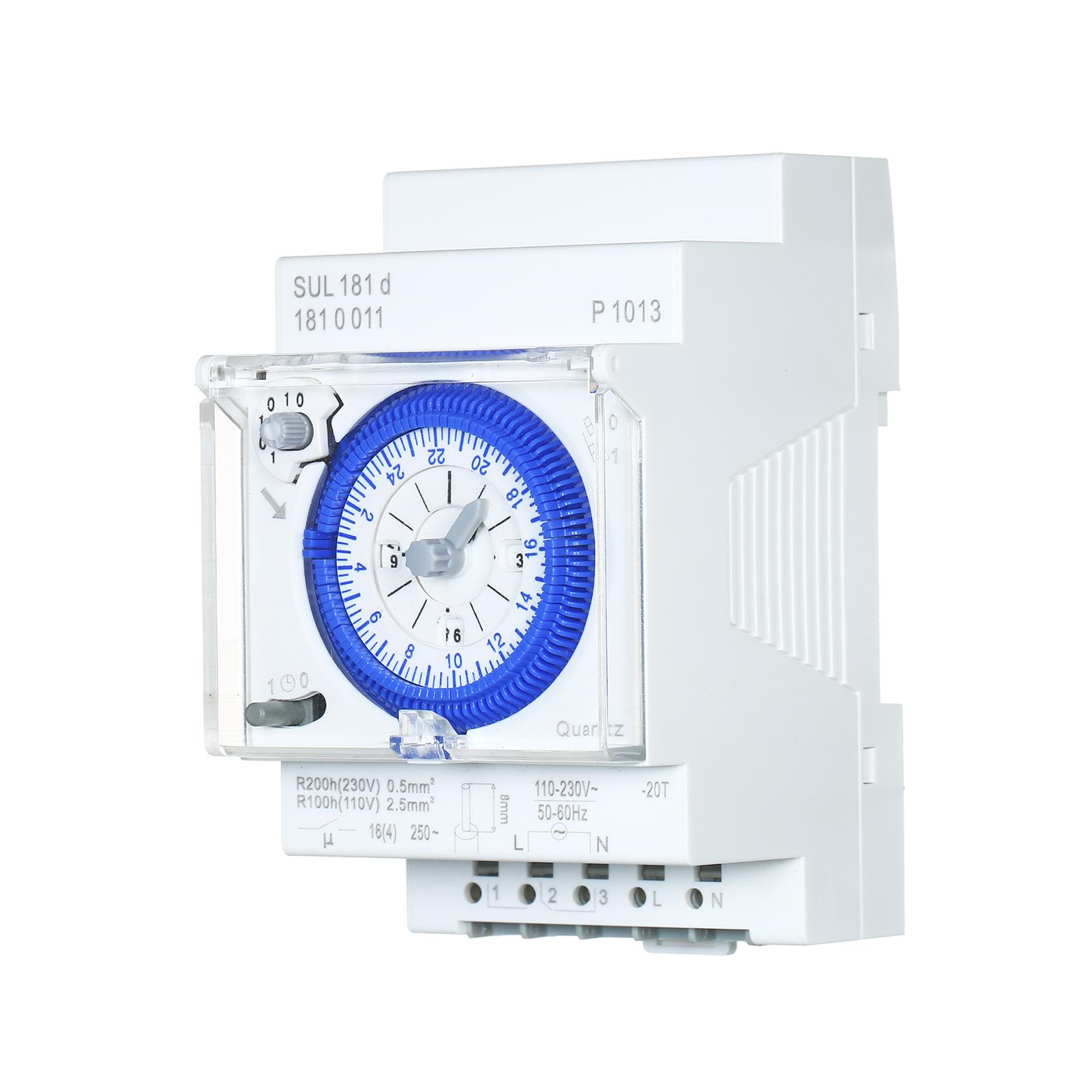 SUL181d 24-Hour Mechanical Timer 30-Minute Intervals Time Switch Relay Electrical Programmable Timer 24 hour Din Rail