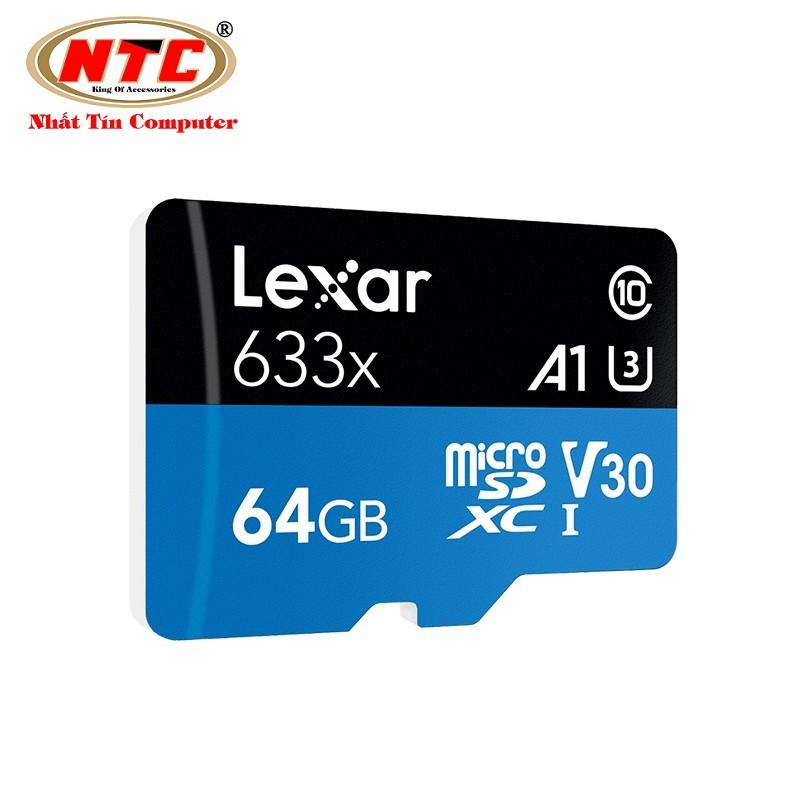 Thẻ nhớ MicroSDXC Lexar 64GB 633x A1 V30 U3 4K 95MB/s - Full box (Xanh)