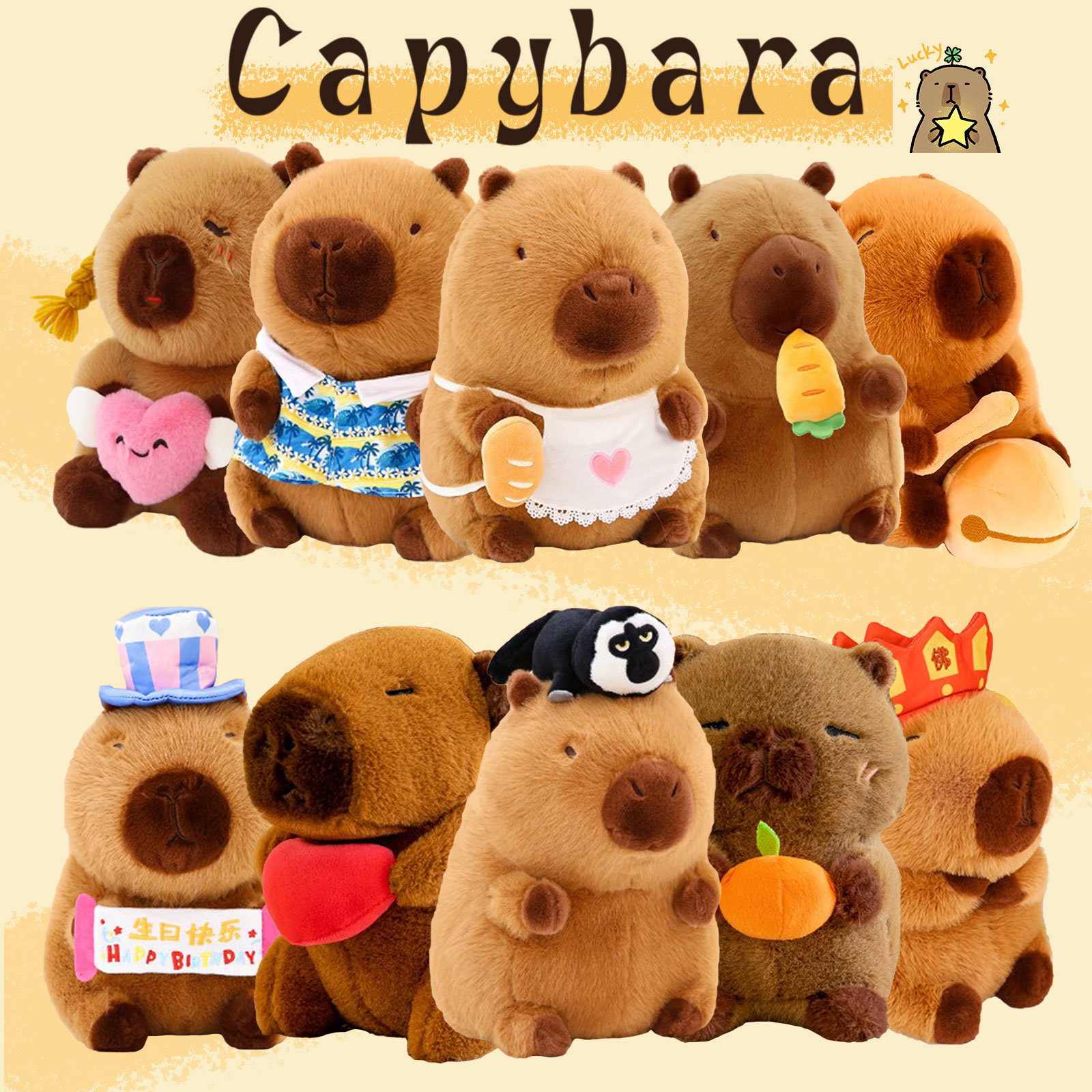 Thú nhồi bông capybara nhiều mẫu mini - Size 20 đến 22cm - Quà tặng chuột lang dễ thương êm mịn cho bé