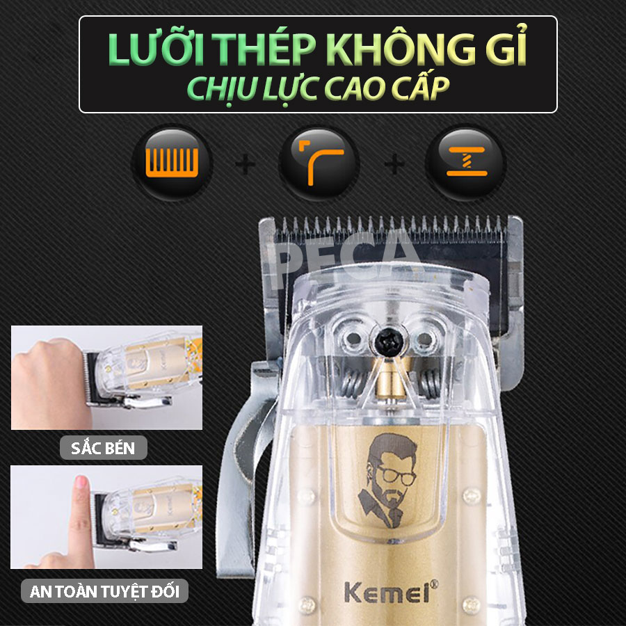 Tông đơ cắt tóc chuyên nghiệp Kemei KM-NG203 phiên bản trend thấy mạch cá tính sạc nhanh USB công suất mạnh có thể dùng cạo tóc phù hợp sử dụng salon tiệm tóc, barber shop