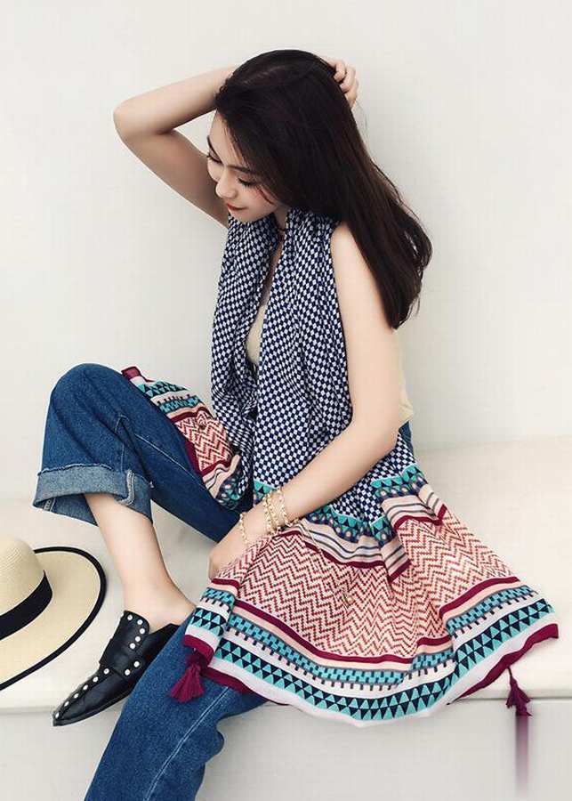 Khăn Choàng Cổ Họa Tiết Caro Màu Xanh Dương - Cotton Viscose - 180x100cm - Mã KC032