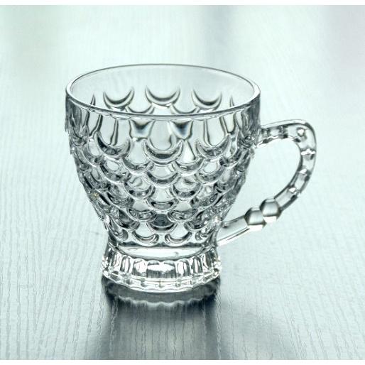 Ly Thủy Tinh Green Apple Fish scale Tea 210ml | Cốc Thủy Tinh có Quai cao cấp