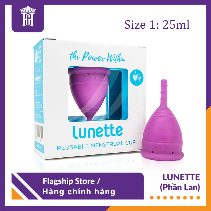 Cốc Nguyệt San Lunette Màu Tím - Vật Liệu 100% Silicon Y Tế Đạt Chứng Nhận FDA - Nguyên Tem Niêm Phong - Sản Xuất Tại Phần Lan - Hàng Chính Hãng - Lunette Menstrual Cup Violet