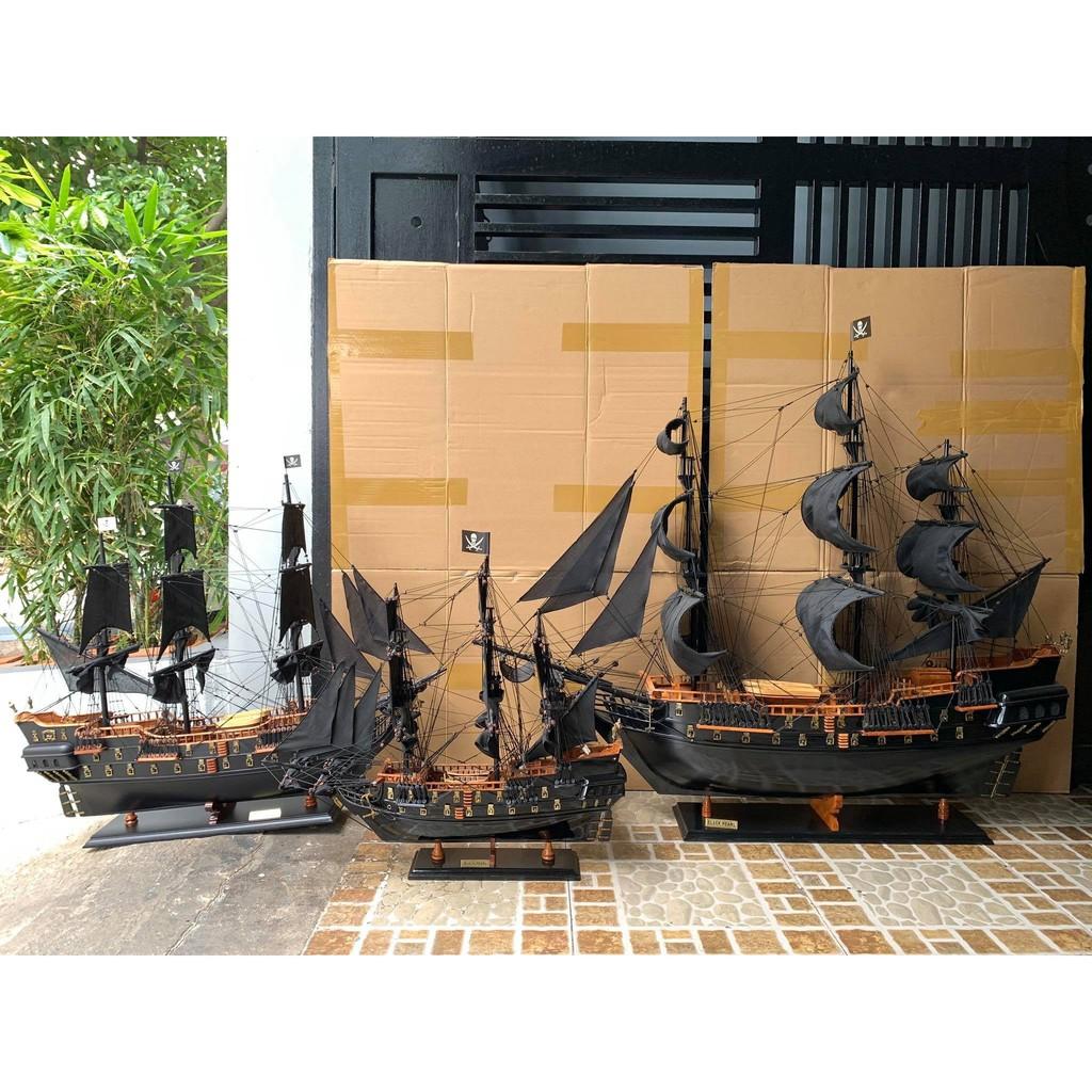 Thuyền buồm NGỌC TRAI ĐEN phong thuỷ size 64cm - Gỗ Muồng Đen