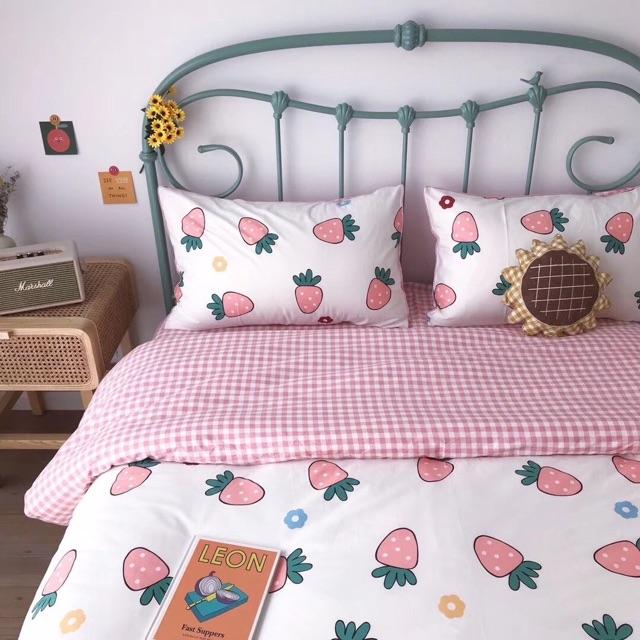 Set Cotton Living Trái Dâu Hàng Nhập Khẩu Cao Cấp 4 Món Mẫu Mới 2020