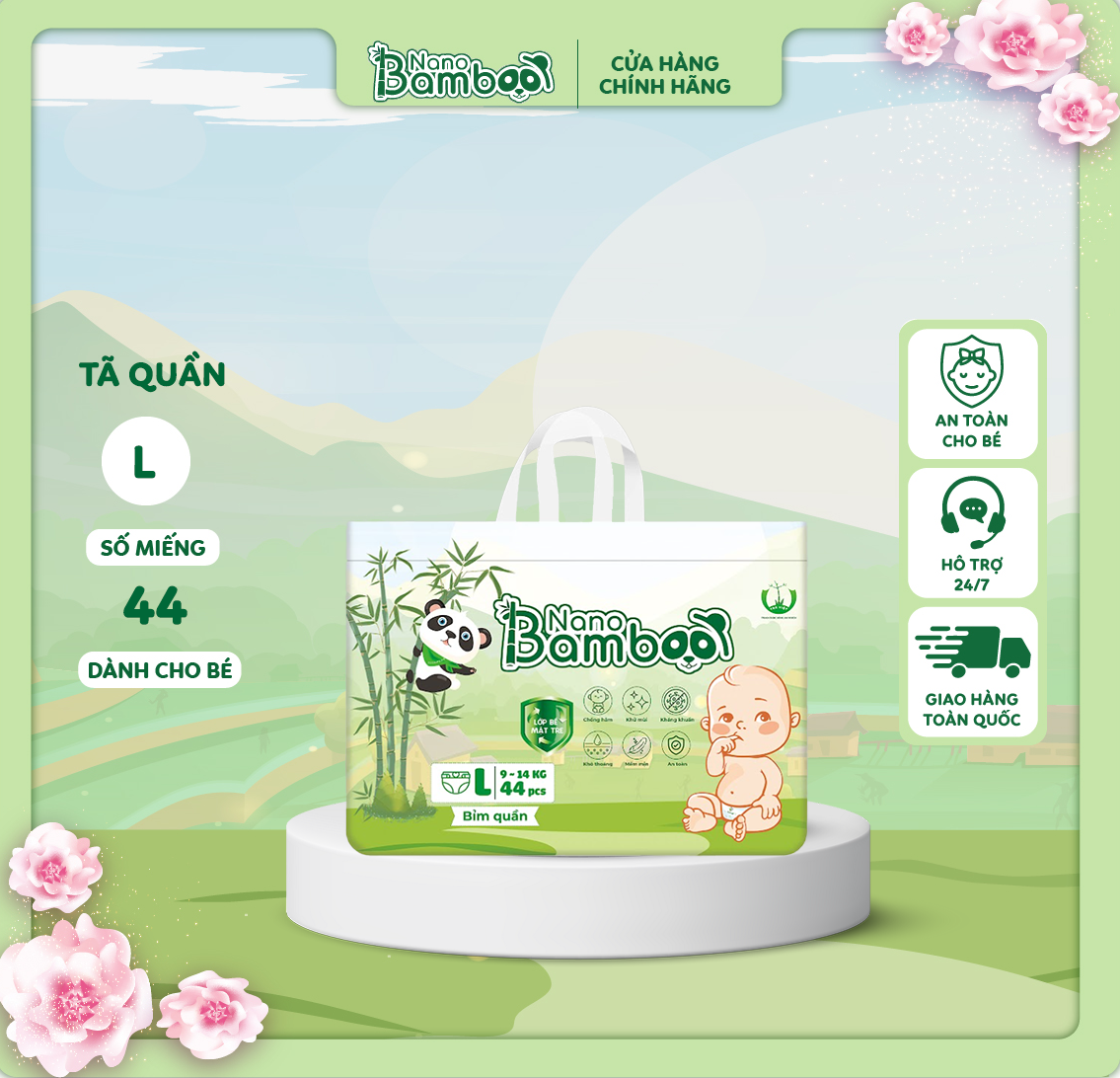 Tã/Bỉm Quần Nano Bamboo sợi tre thiên nhiên size L