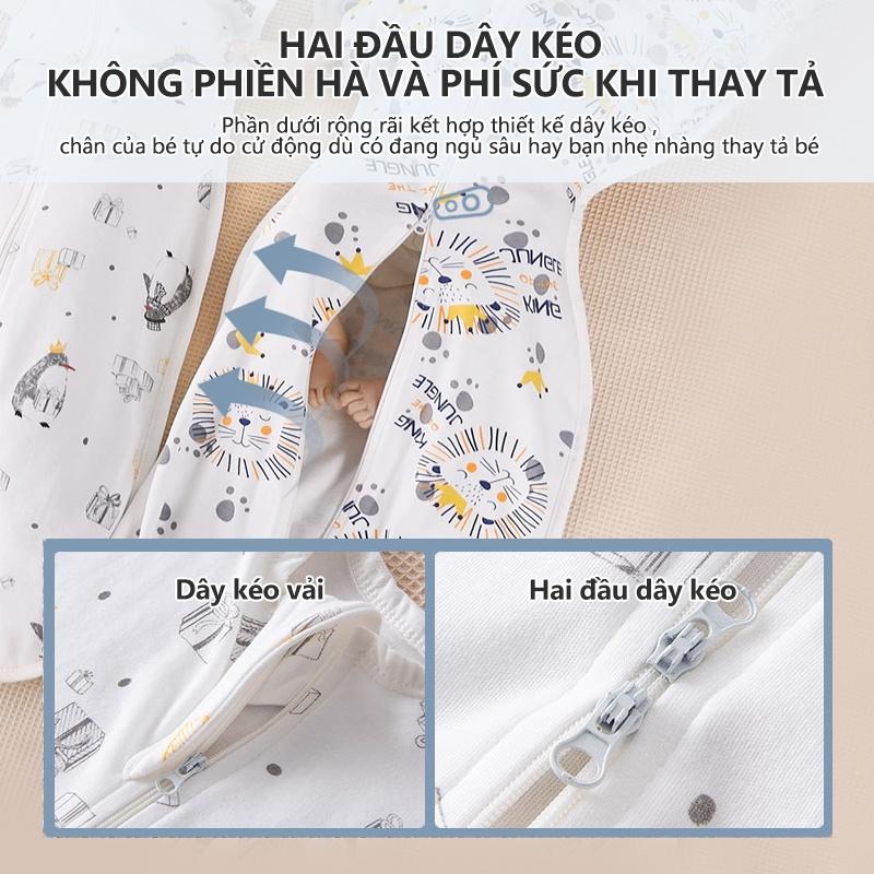 [Einmilk.ân ninh]Túi ngủ cho bé 100% cotton có khóa dây kéo 2 chiều, tiện mở túi ra QSB