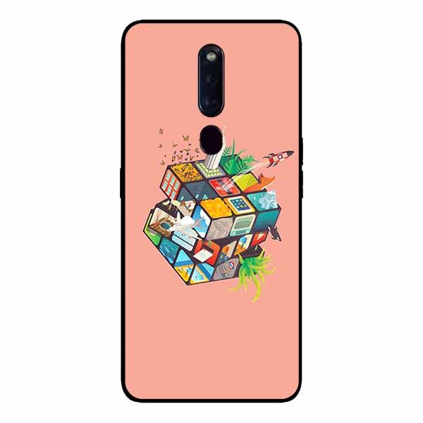 Ốp lưng in cho Oppo F11 Pro Rubik Cube