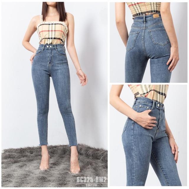 QUẦN JEANS 2 nút CẠP SIÊU CAO VẢI ĐẸP CO GIÃN