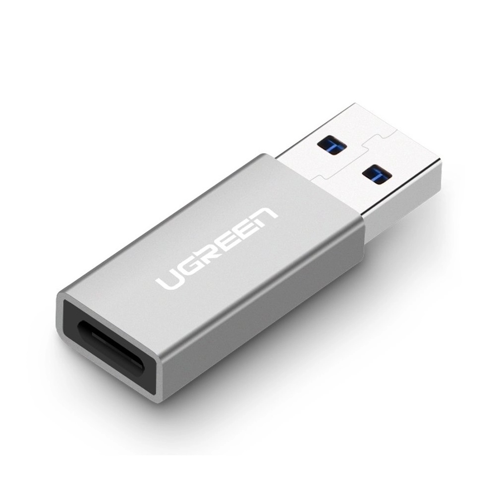 Đầu đổi USB 3.0 to USB-C 3.1 màu Xám Bạc Ugreen TC30705US204 Hàng chính hãng.