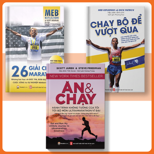 Sách PANDABOOKS combo 3 cuốn chạy bộ để vượt qua+26 giải chạy+Ăn & chạy