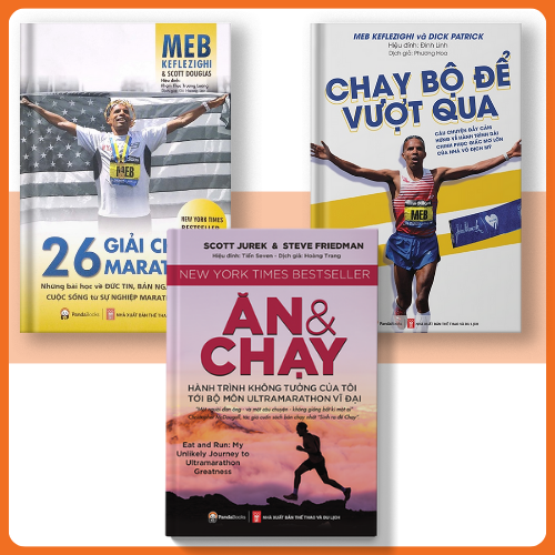 Sách PANDABOOKS combo 3 cuốn chạy bộ để vượt qua+26 giải chạy+Ăn &amp; chạy