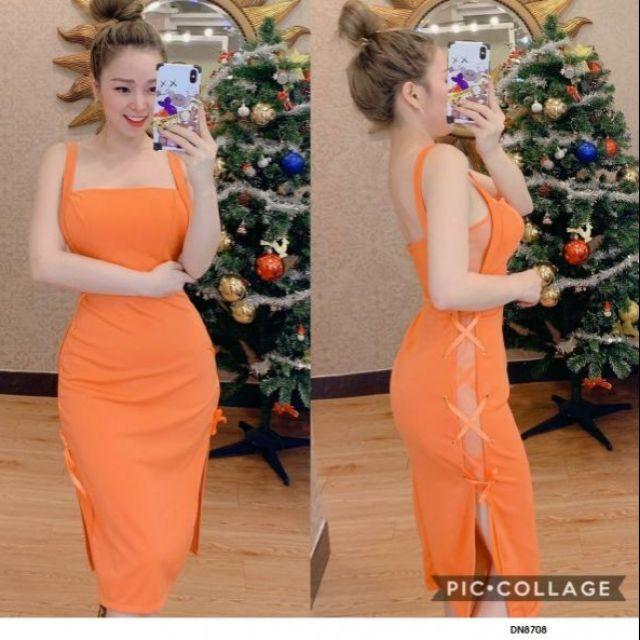 Đầm body phối lưới đan dây hông sexy