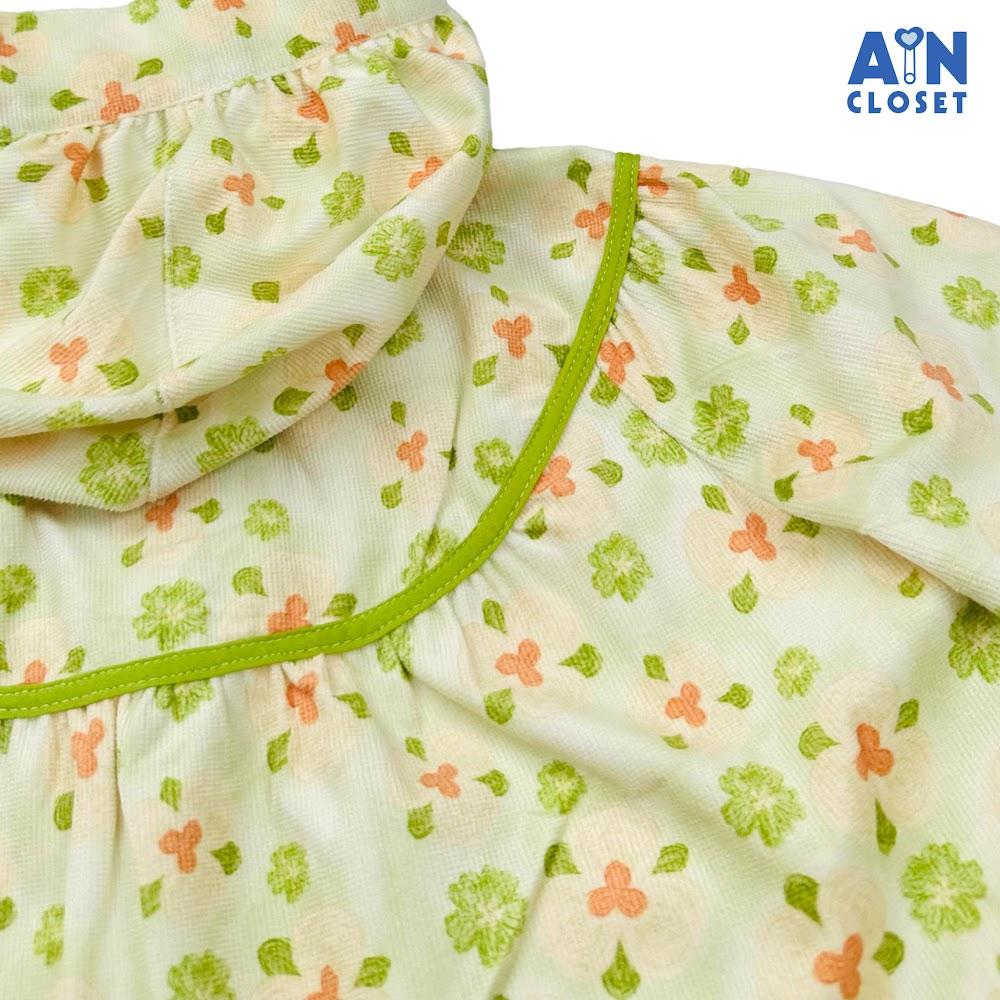 Áo Khoác có nón bé gái hoạ tiết Hoa Xanh Cotton Nhung - AICDBGJQL4MJ - AIN Closet