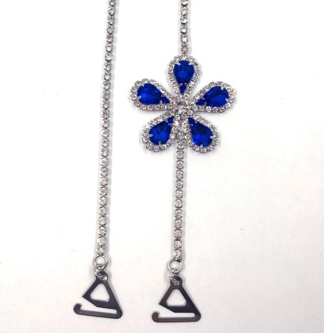 Dây áo ngực bra cao cấp đính đá và hoa xanh lấp lánh sang chảnh DA01