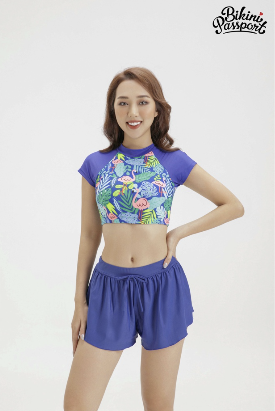Quần bơi Nữ BIKINI PASSPORT kiểu Quần short dây rút- màu Xanh Navy - BS360_NV