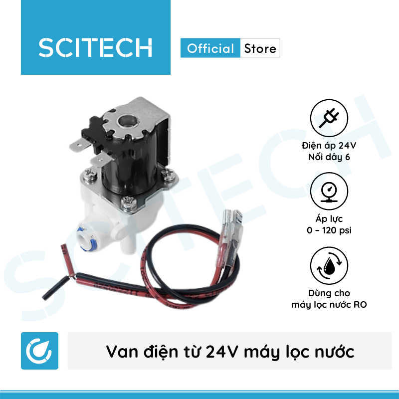 Van điện từ 24V, 36V nối nhanh kèm dây điện dùng trong máy lọc nước - Hàng chính hãng