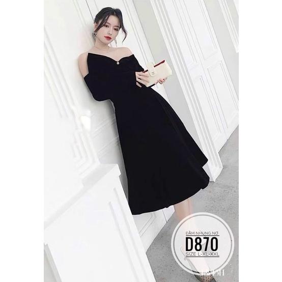 BIGSIZE Đầm nhung nơ D870