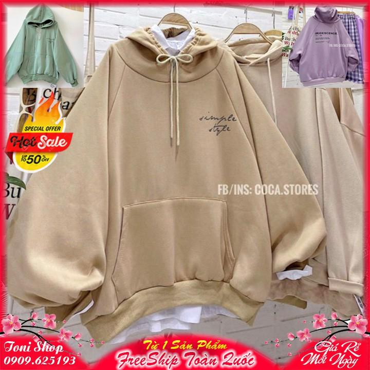 ÁO HOODIE - ÁO KHOÁC NỈ NGOẠI Form Dơi Tay Phồng (HD2360 - Simple Style - Ảnh Thậ)