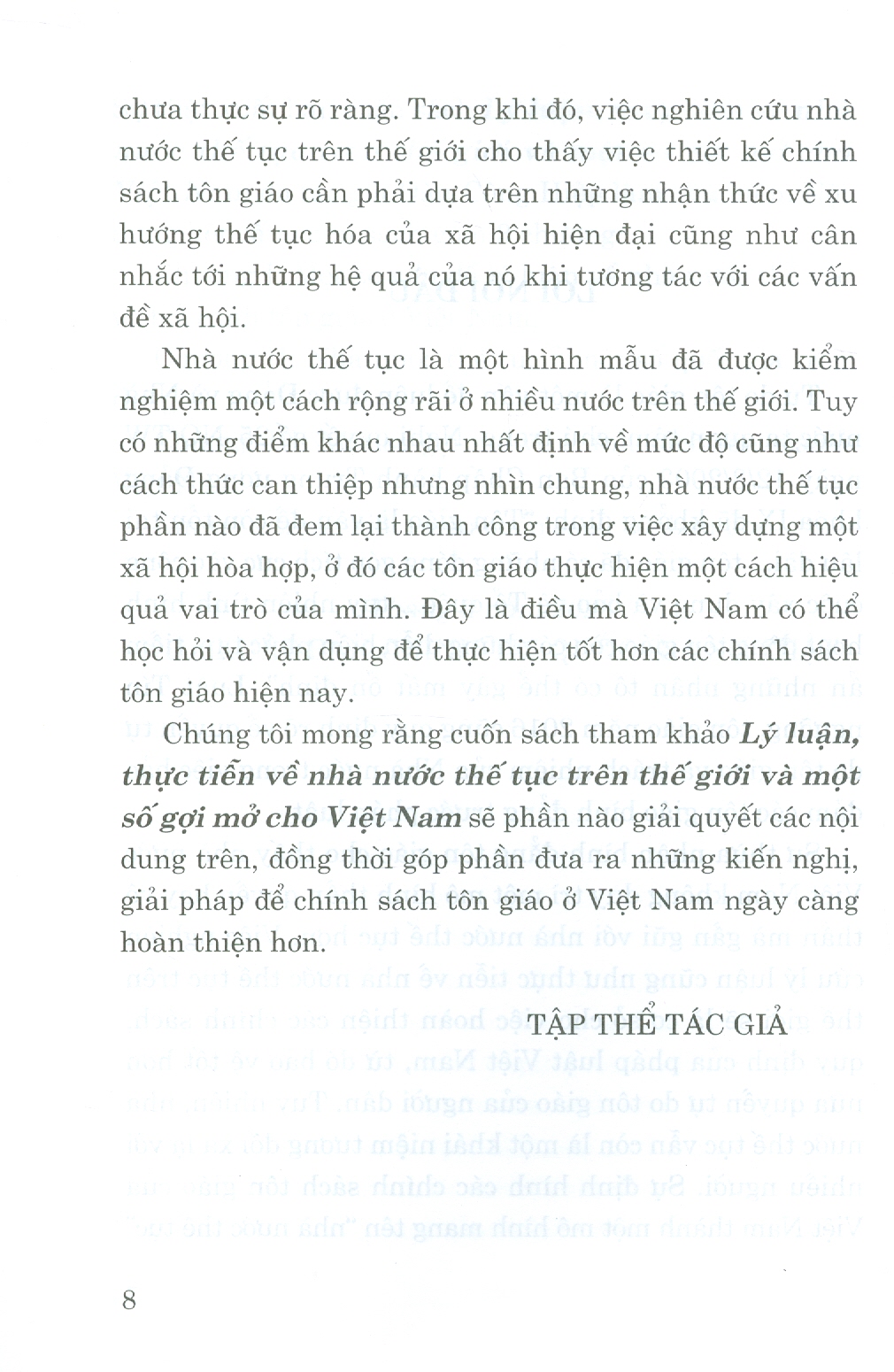 Lý Luận, Thực Tiễn Về Nhà Nước Thế Tục Trên Thế Giới Và Một Số Gợi Mở Cho Việt Nam