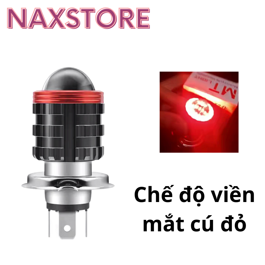 Đèn pha LED bi cầu cắt sáng mẫu mới có thêm mắt cú chân đèn H4 lắp đc nhiều dòng xe