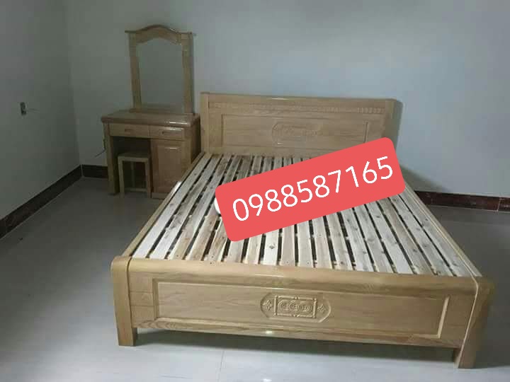 Giường Gỗ Sồi Nga 1m4X 2M màu tự nhiên