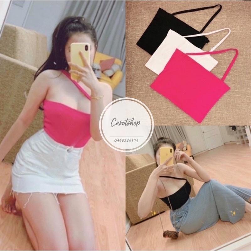 Áo ống 1 dây chéo siêu hot hit- Freesize dưới 53kg- Carotshop
