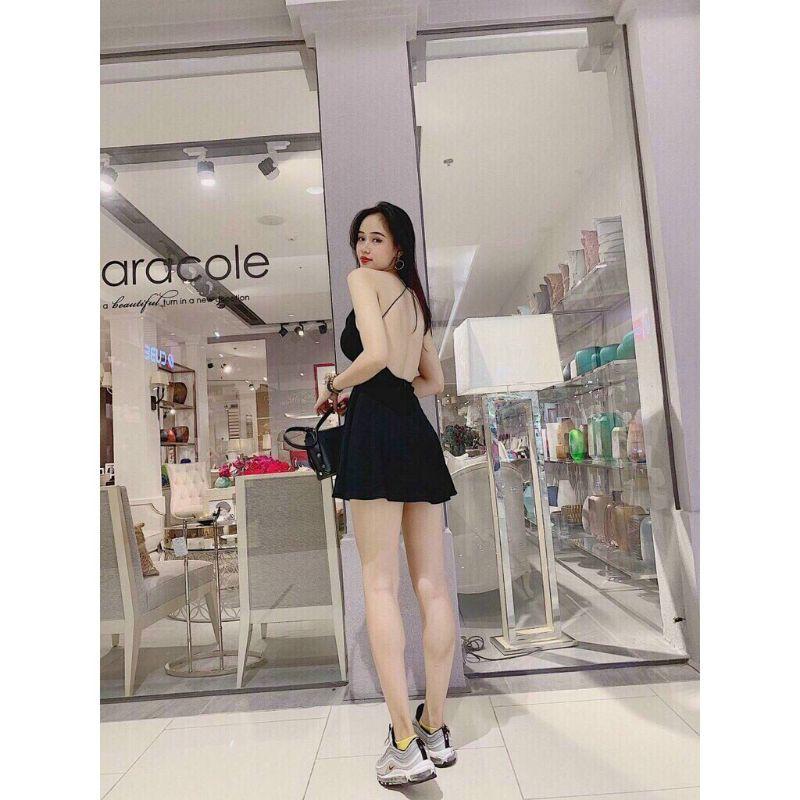Đầm nữ hở lưng phối dây đan chéo