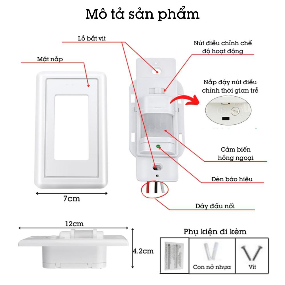 Công tắc cảm biến cầu thang âm tường PIR118