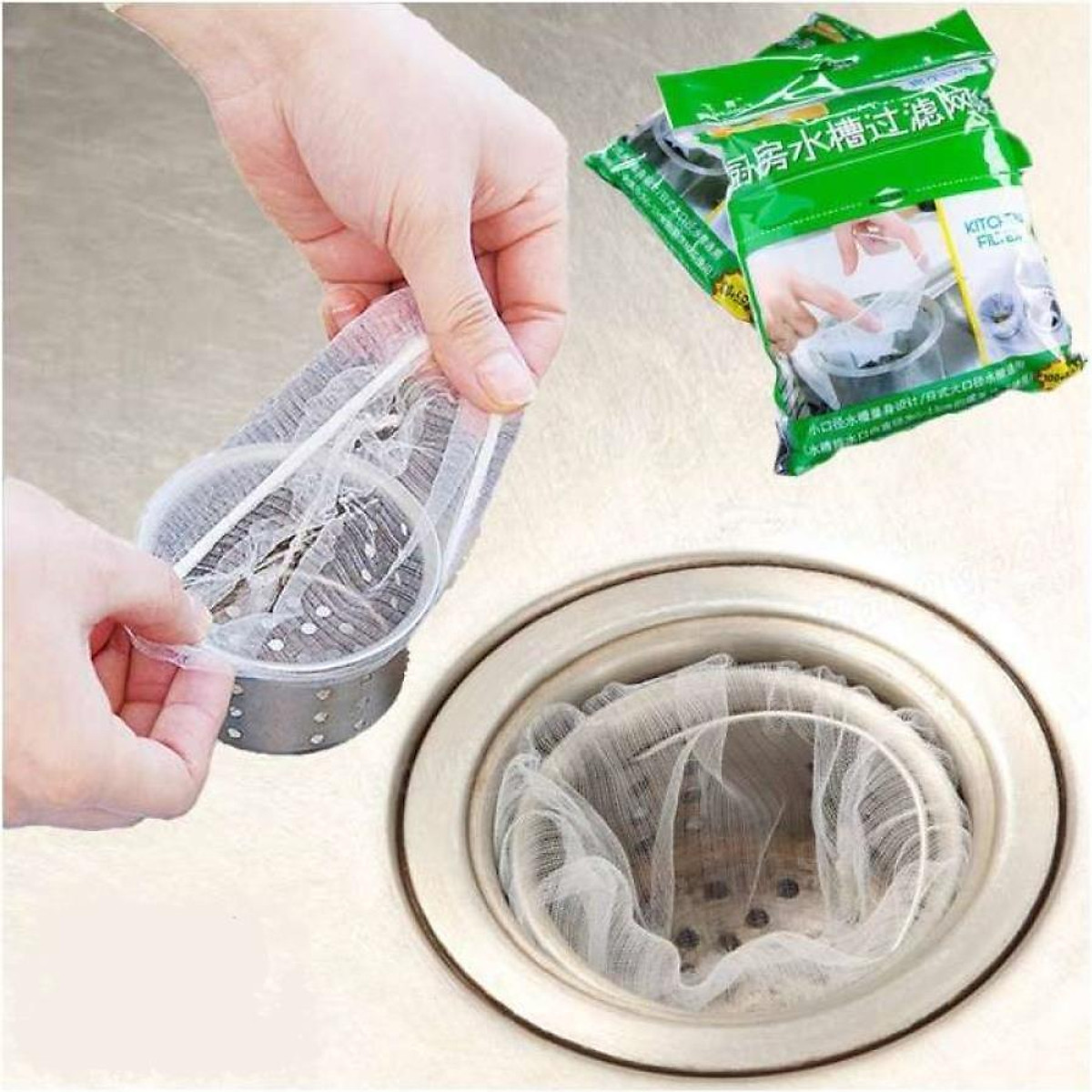 Combo 100 Túi Lưới Lọc Rác Bồn Rửa Chén