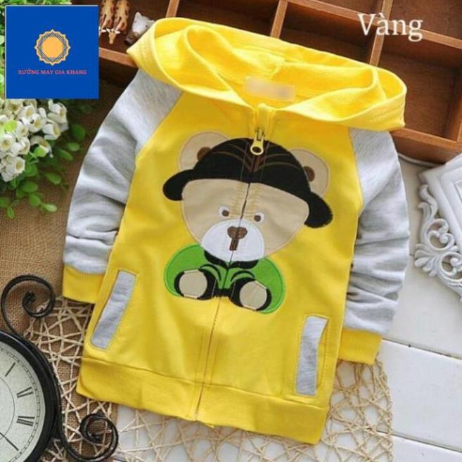 MS: 190254 - Áo khoác cho bé trai, bé gái, áo có nón, hình chú gấu đội nón cá tính - Gia Khang