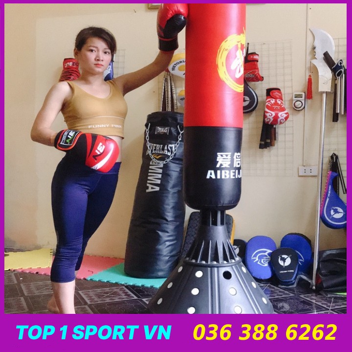 Bao cát đấm bốc boxing UFC tự đứng tặng kèm Găng MMA Fighter + băng đa 3M + Bóng phản xạ treo đầu