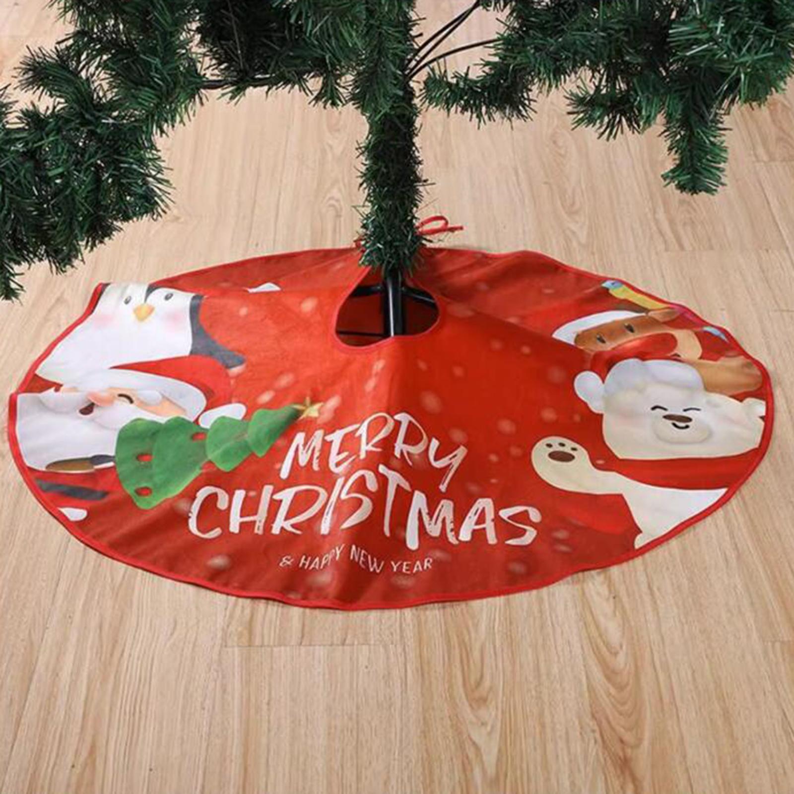 Christmas Tree Skirt Base Cover Xmas Tree Skirt 90cm Easy to Use Round Christmas Tree Apron for New Year Party Outdoor Indoor